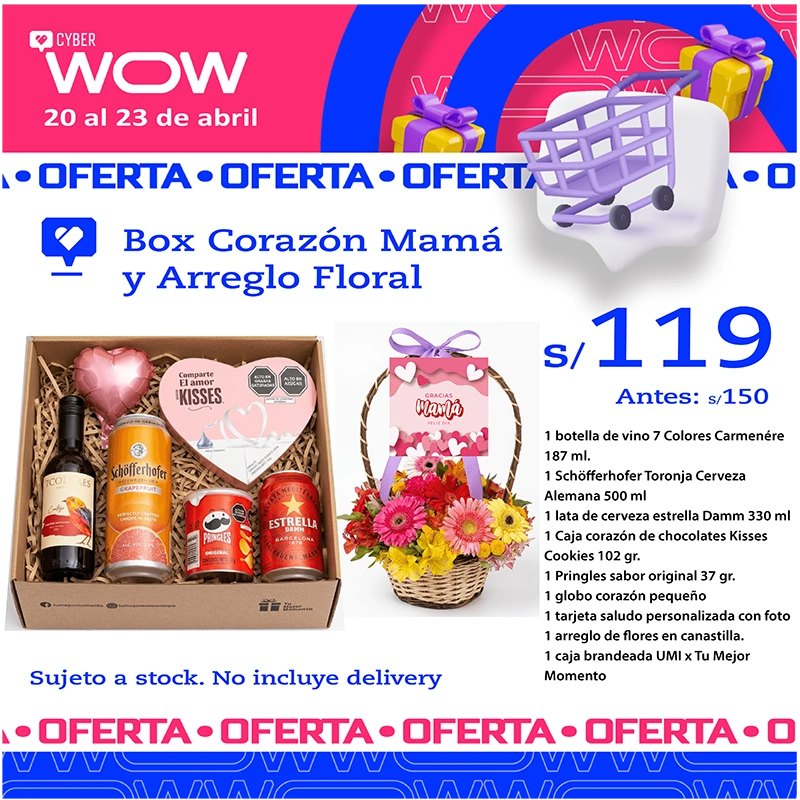 Box Corazón Mamá y arreglo Floral